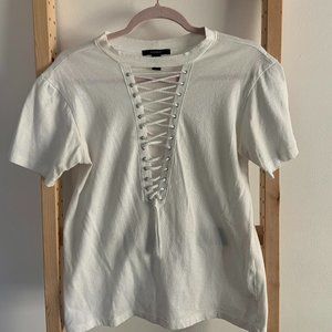 Forever 21 Lace-up White Tee